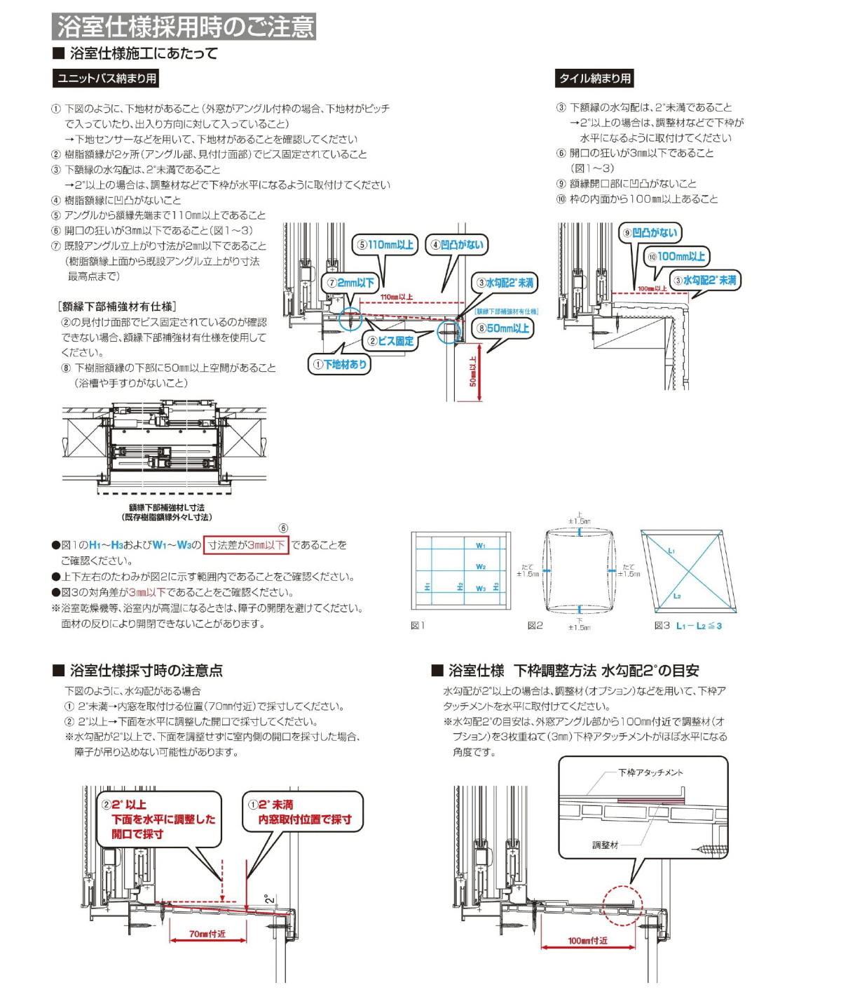 浴室仕様の注意点