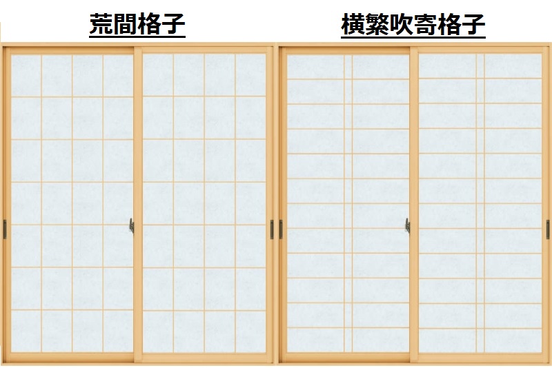 内窓プラマードU　和紙調ガラス　格子種類